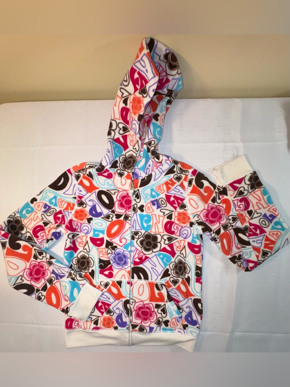Old Navy Colorful Zip-Up Fleece Hoodie Split Kangaroo Pocket, Size XL (14)